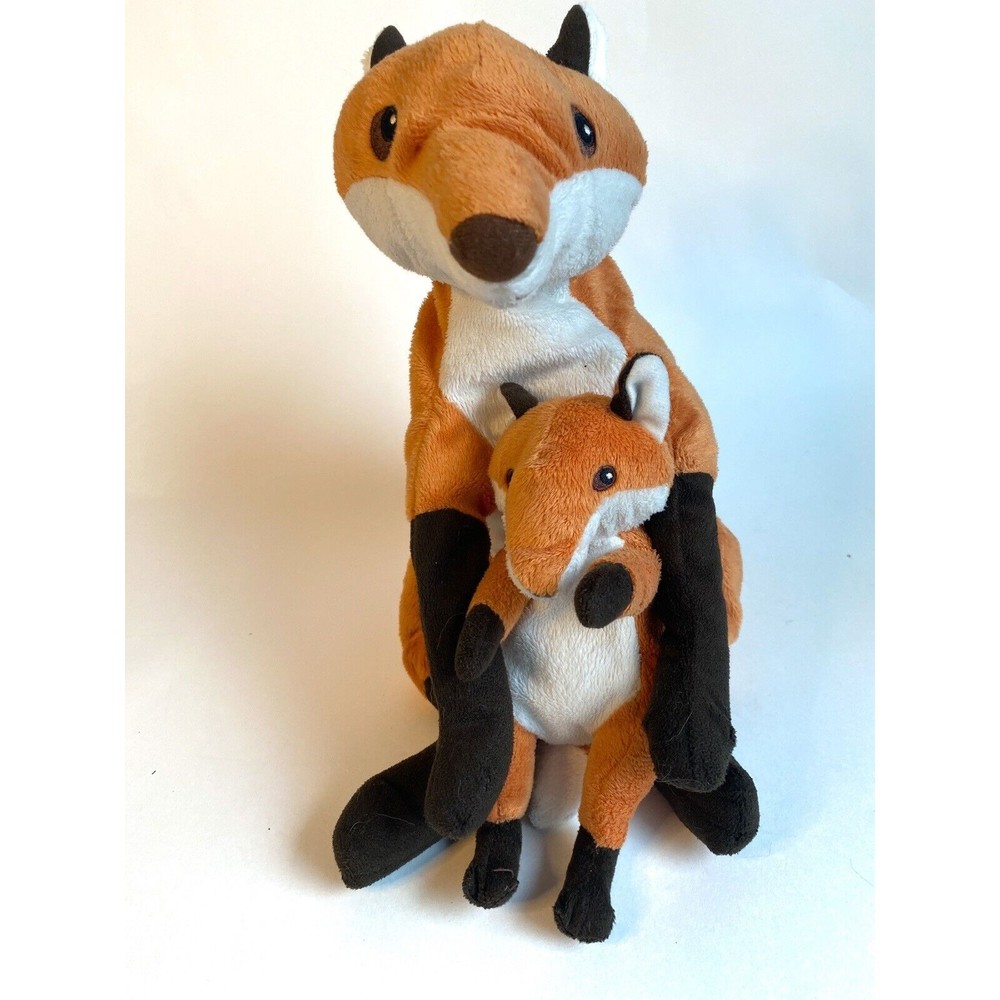 Ikea Vandring Rav Bright Orange Fox Plush Mama Mom and Baby Fox 16 inch